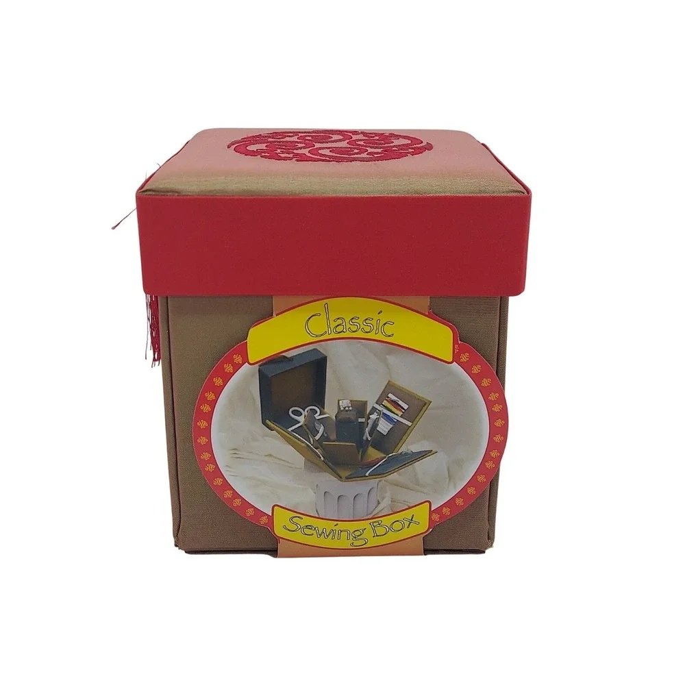 Classic Satin Lined Sewing Box N4301 - Needles, Thread, Scissors And More